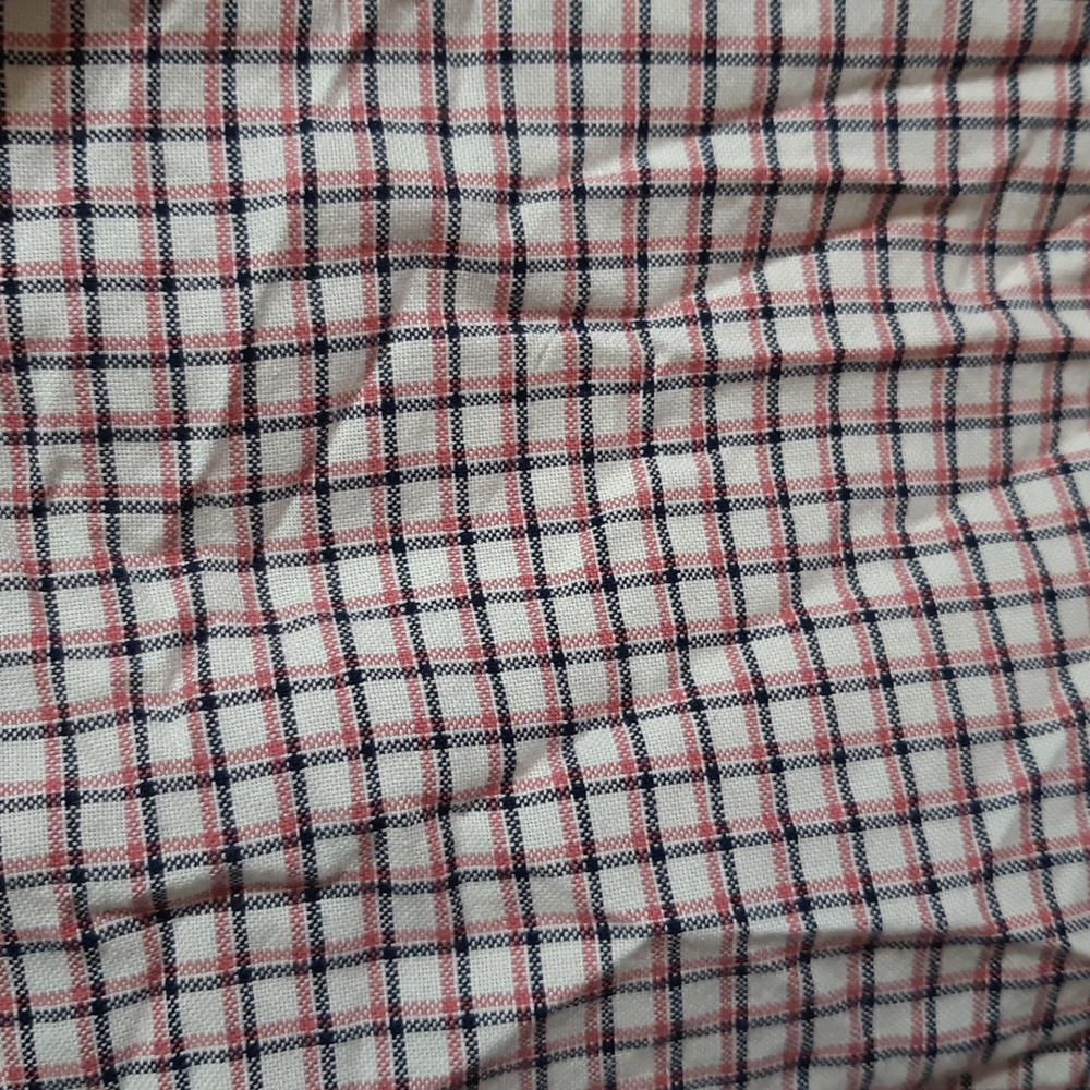Mens button up Shirt Size XL Collared shortsleeve square Plaid CAMBRIDGE b30